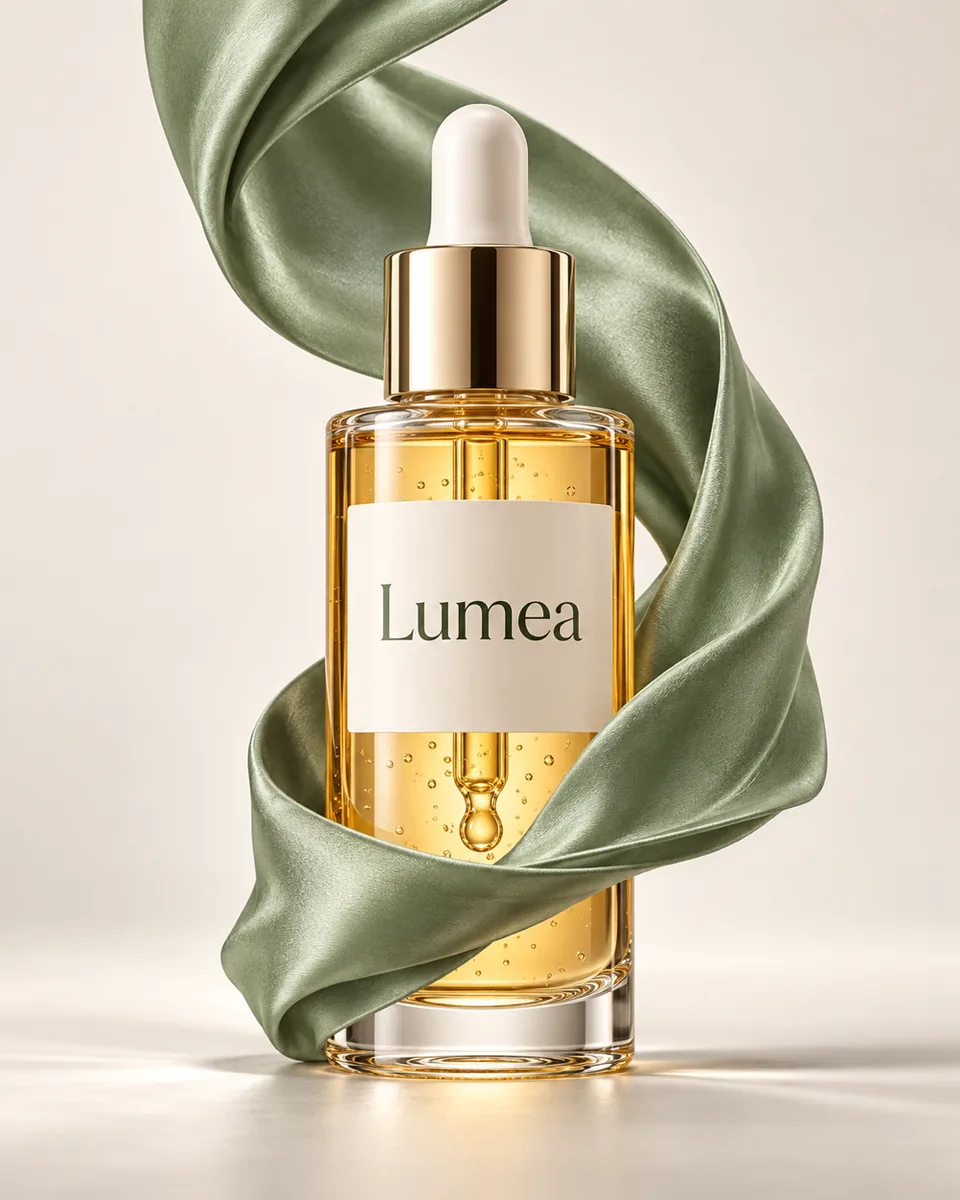 Kain satin {{primary_color}} melingkar di udara membalut sebagian {{product}} {{brand_name}}. Untuk reveal koleksi dan h