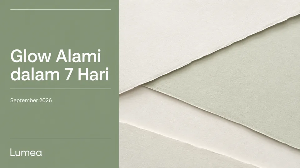 Panel kiri {{primary_color}} dengan judul {{headline}} dan periode {{period}}, dua pertiga kanan tekstur kertas berlapis